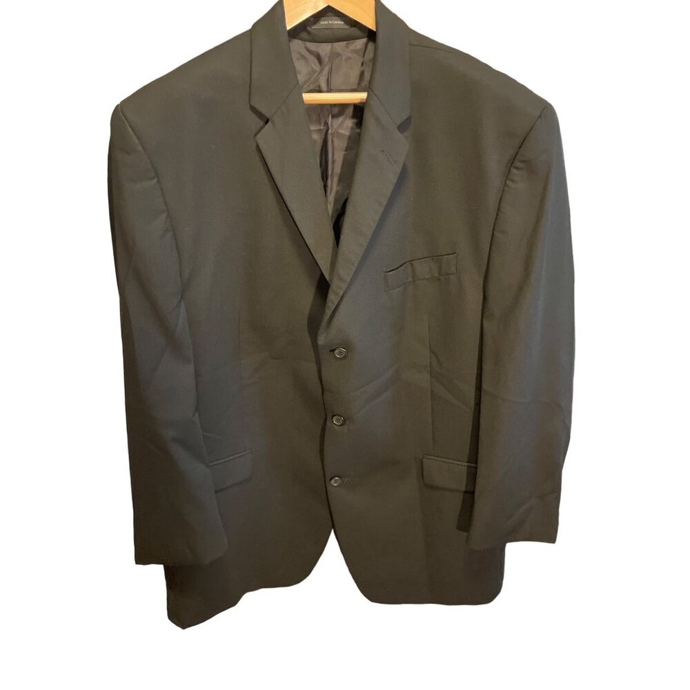 Calvin Klein Mens Black Blazer 2-Button Tailored Fit Size 42 Long Made In Canada